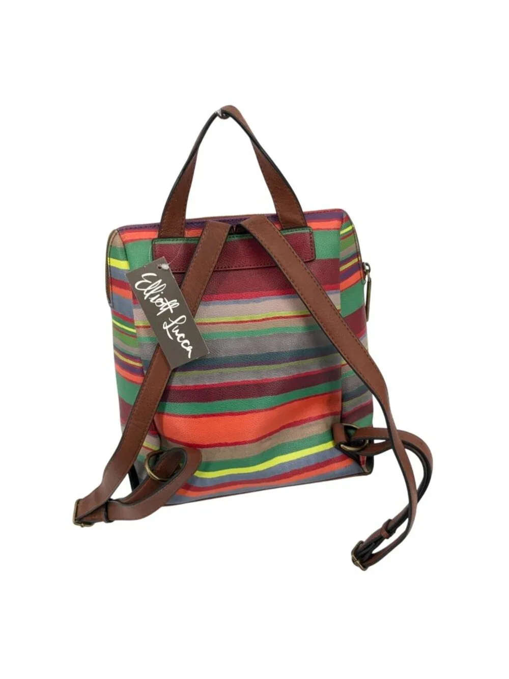Elliot Lucca Olvera Striped Backpack Purse‎ Festival Boho Faux Leather Statement